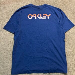 Vintage Oakley T Shirt Blue Double Sided Spellout Y2K Skate Size XL